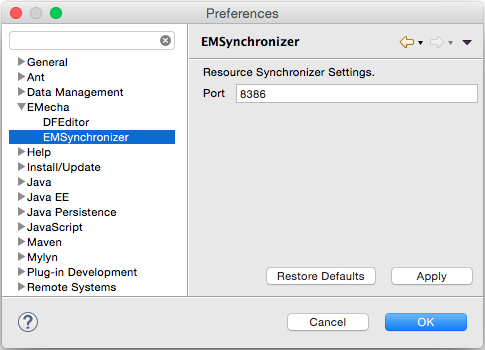 EMSynchronizer PreferencePage